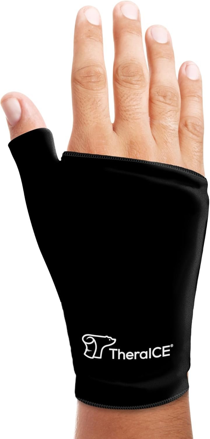 TheraICE Wrist Ice Pack Wrap Thumb Brace for Either Hand for Hot & Cold Therapy – Reusable Soft Gel Glove for Injuries, Carpal Tunnel, Arthritis, De Quervain’s Tenosynovitis – Fits Most Women – S/M