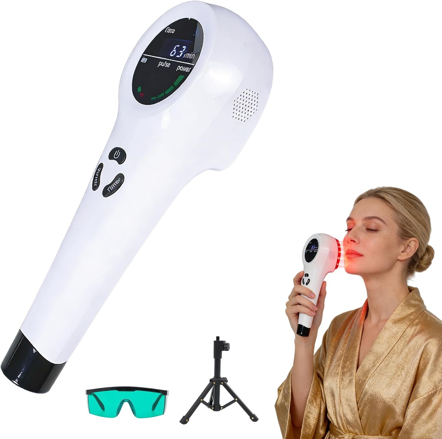 Handheld Red Light Therapy Devices, Portable Near Infrared Light Therapy for Face & Body, Wireless Red Light Therapy Wand for Pain Relief Joint, Muscle Pain for Dogs & Cats（650nm + 808 nm）