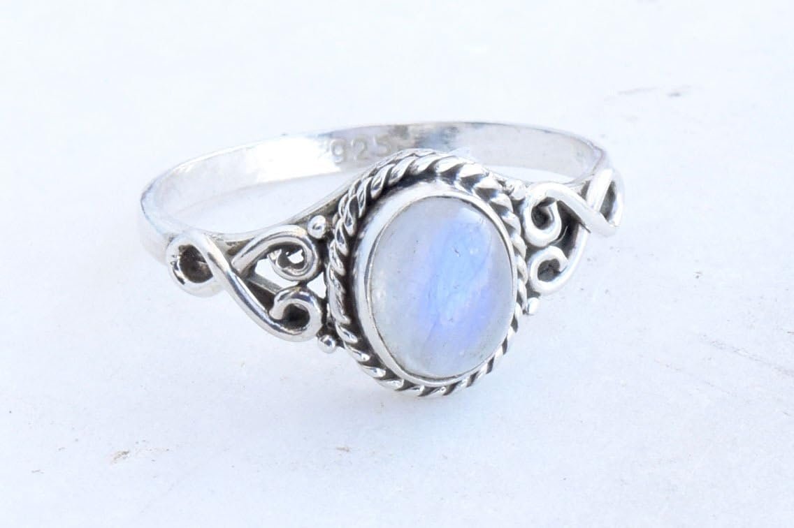 Rainbow Moonstone Ring 925 Sterling Silver Statement Ring For Women Handmade Gemstone Christmas Jewellery Gift For Her