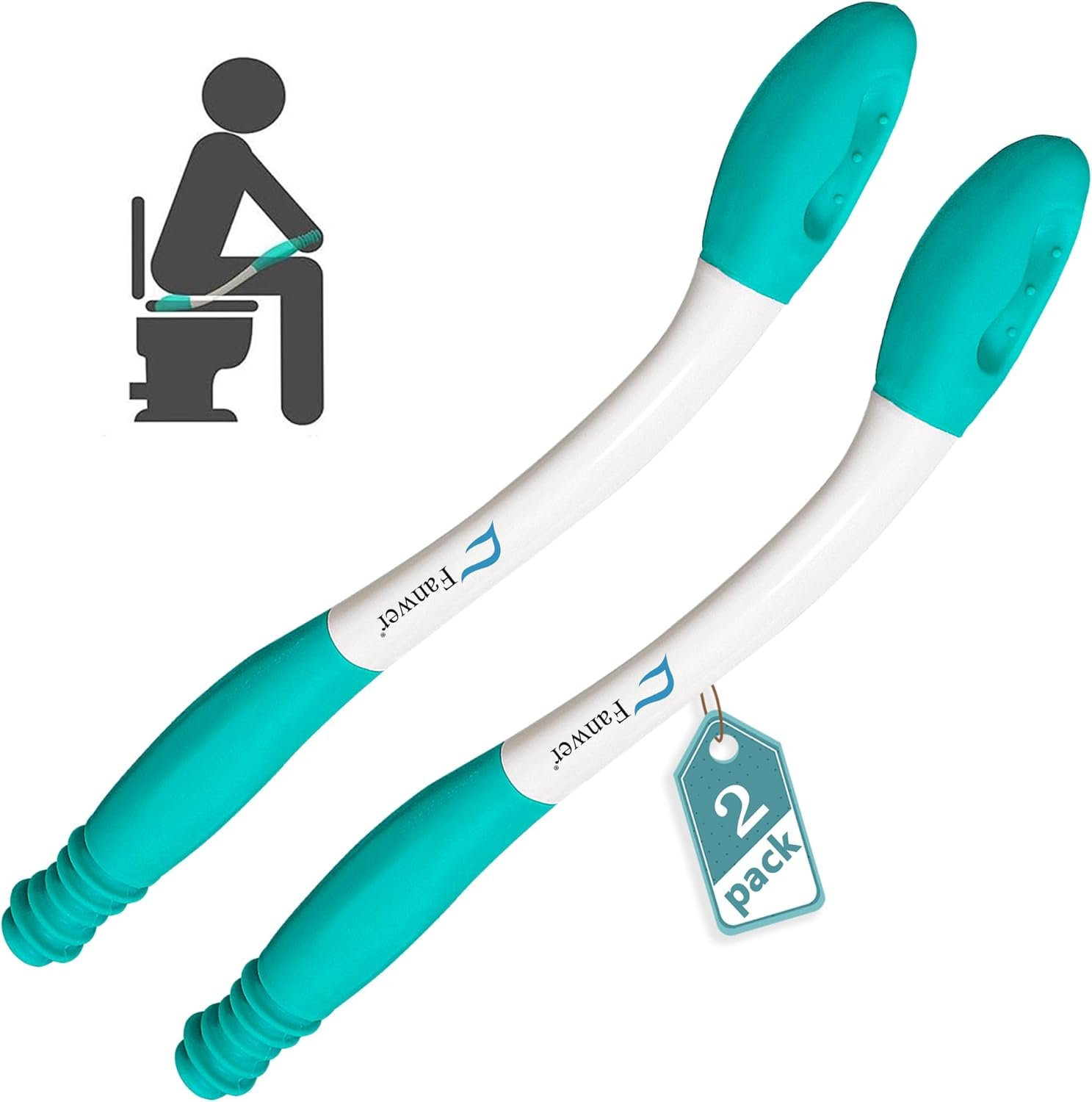 Fanwer Toilet Aids for Wiping Bottom – 15.7″ Long Reach Comfort Butt Wiper Tools – Bottom Buddy Wiping aid Self Assist for Men, Women, Disabled,Elderly,Pregnant,and Back Surgery Recovery (2 Pack)