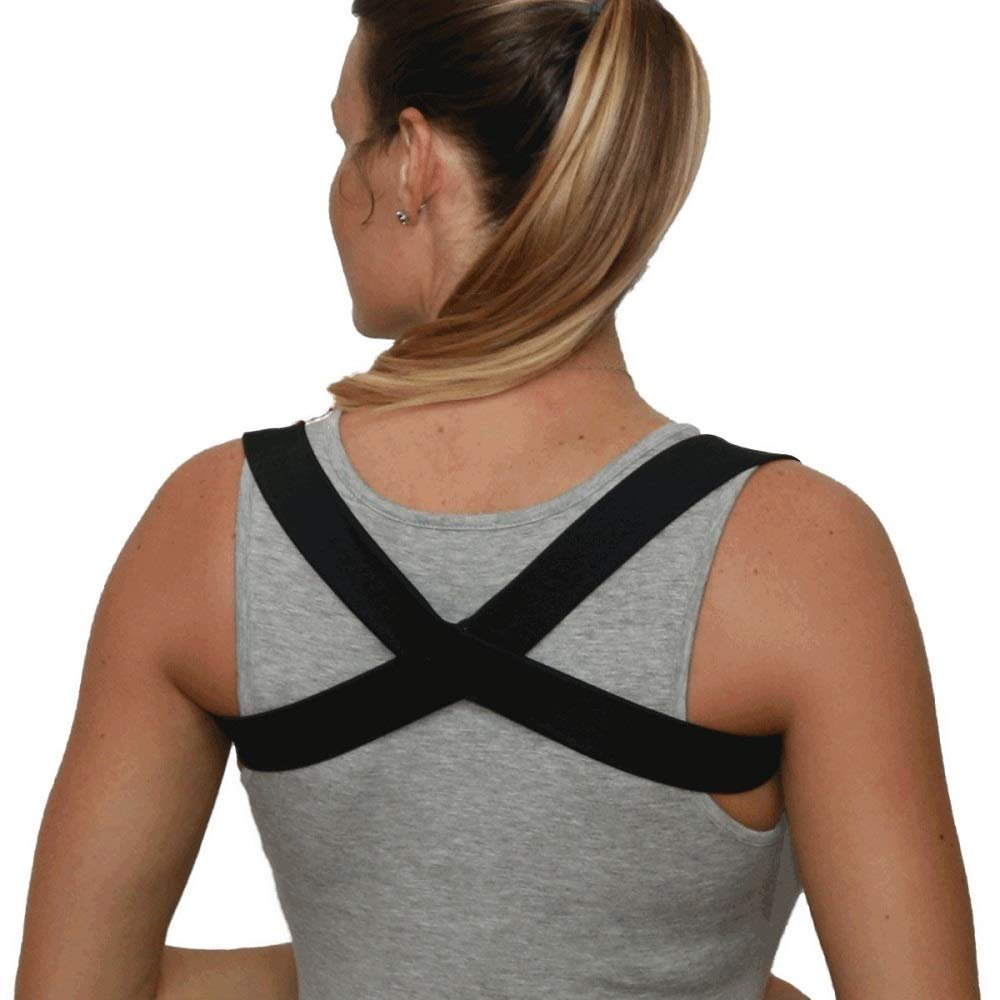 Posture Corrector Wear 15 Minutes A Day Follow 4 Easy Stretches For Improved Lasting Results (Black Medium)