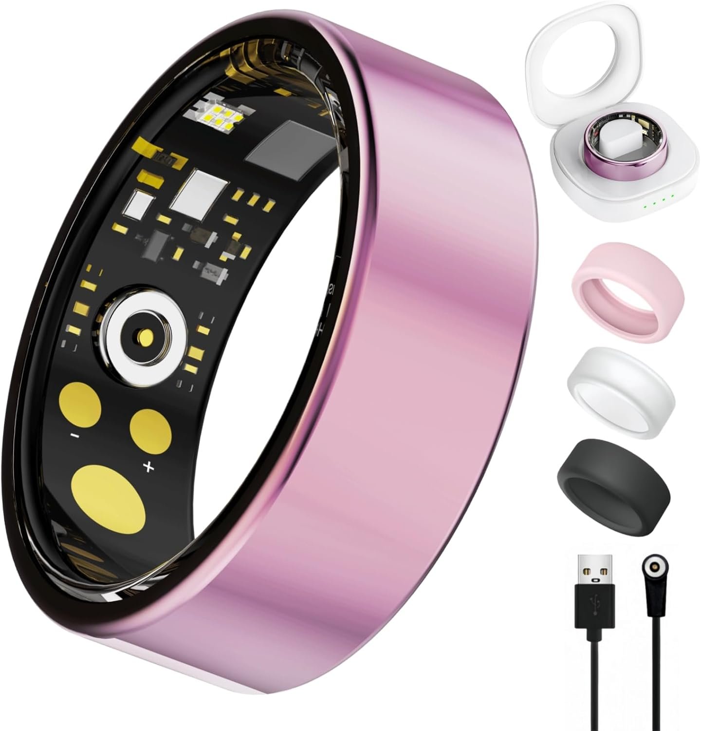 Smart Ring For Women Men, Health Tracker with Heart Rate/Blood Oxygen/Blood Pressure/Sleep Monitoring/Step Counting, IP68 Waterproof Fitness ring, No App Fees for iPhone & Android (Lavender Pink, 10#)