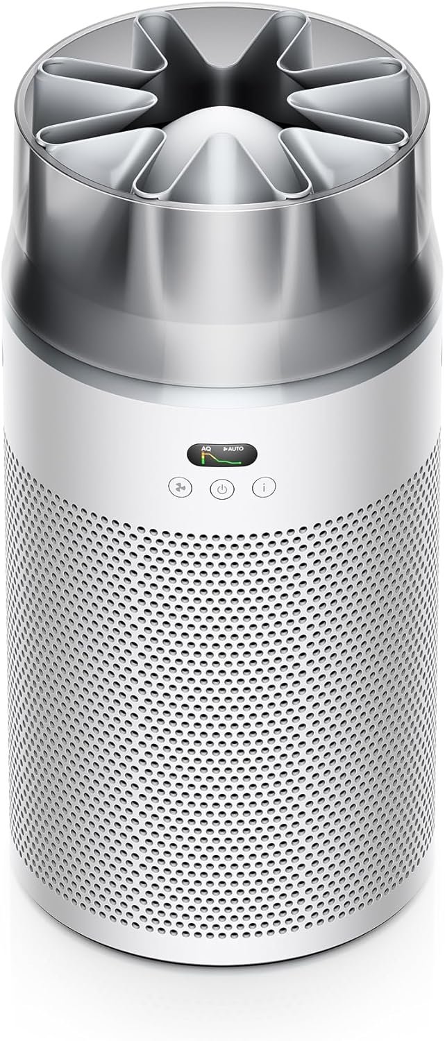 Dyson Hushjet Compact Purifier, Engineered for Powerful, Whisper-quiet, Whole-room Air Purification, Homes with Pets, Allergies, Fully-sealed filtration, 5-year no change filter (White/Silver)