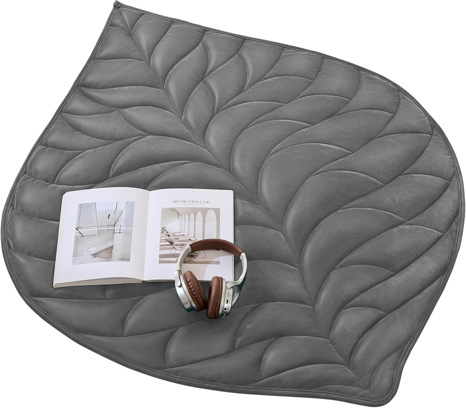 Weighted Lap Blanket 5 lbs 23″×29″, Luxury Soft Small Weighted Lap Pad for Adults,Portable Travel Leaf Weighted Throw Blanket for Relaxation, All-Season Use and Machine Washable Deep Gray