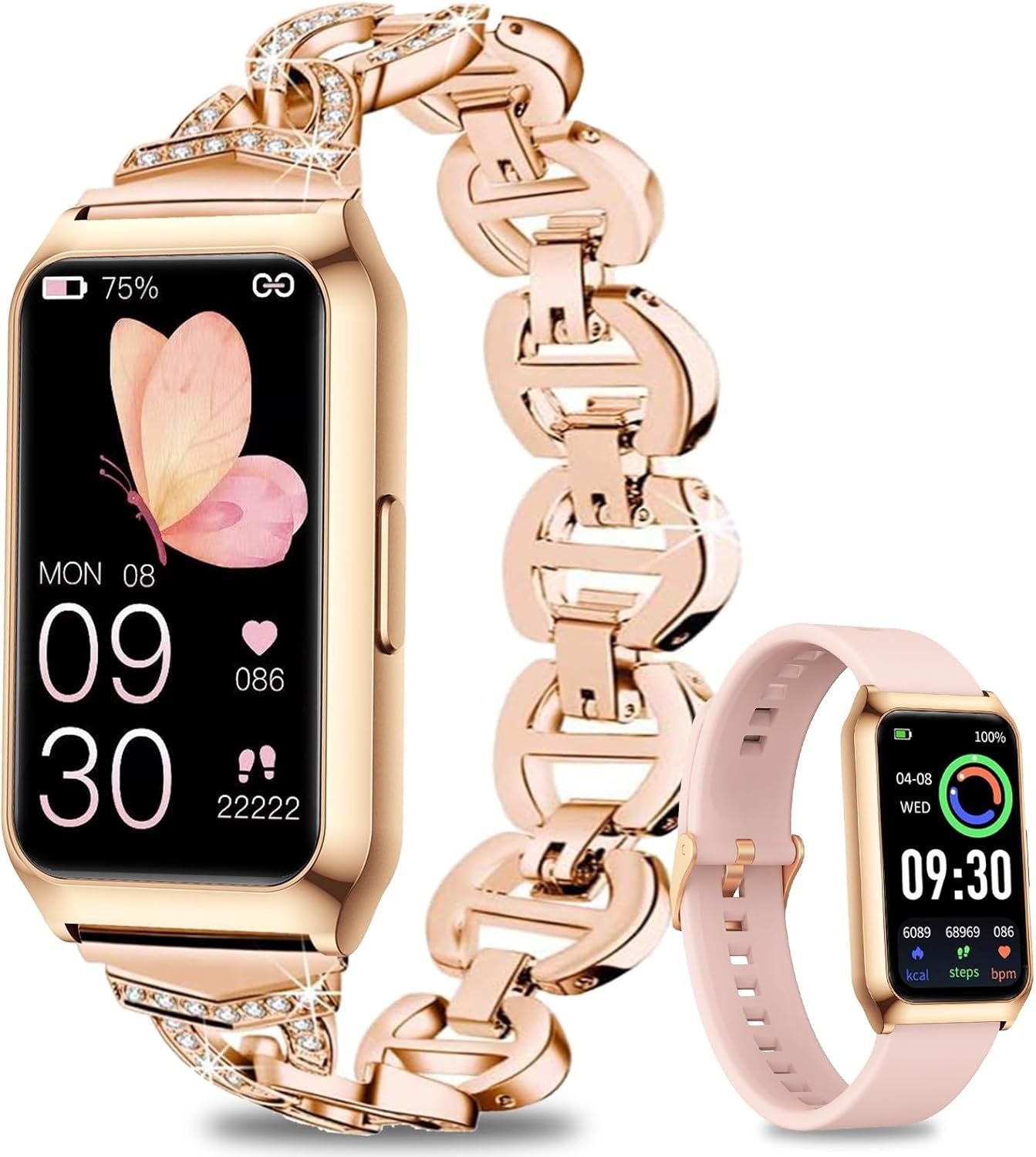 Smart Watch,Fitness Tracker Watch 7 Day+ Battery with Heart Rate/Step Counter/Calories/SPO2/Sleep Monitor,IP68 Fitness Smart Watches for Women (Rosegold, 1.47inch)