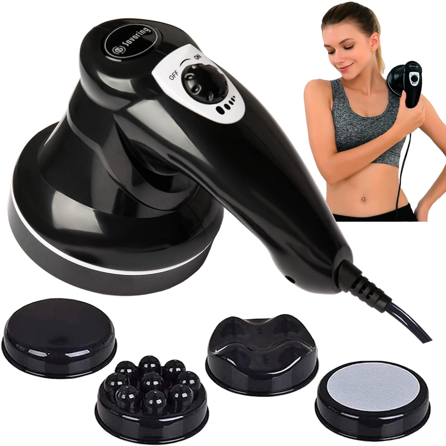 DS SAVORING Body Sculpting Machine for Women – 6-Speed Cellulite Massage & Lymphatic Drainage Device with Lipo Roller, Handheld Home Use for Belly Fat, Stomach, Thighs & Buttocks Sculpting