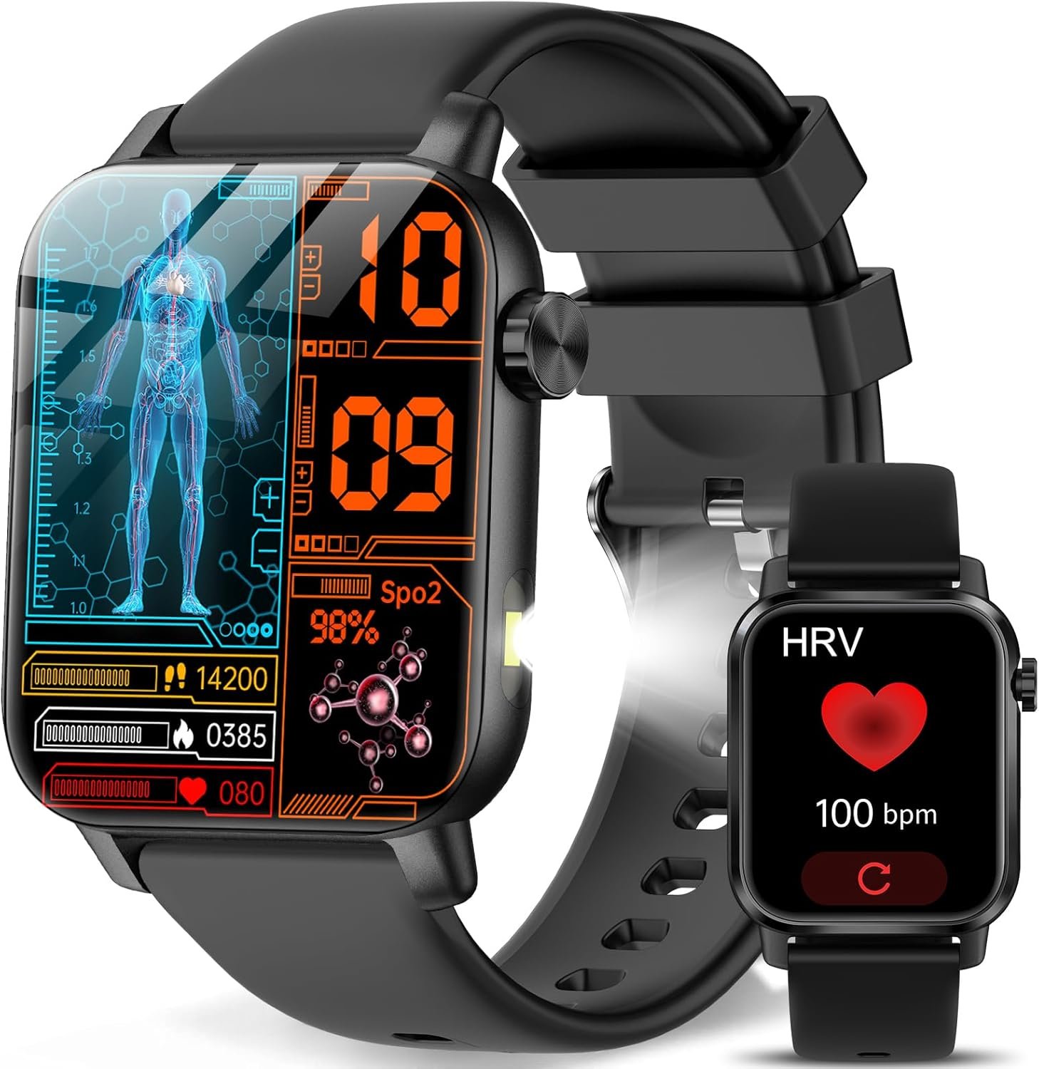 YYKY 2026 New Smart Watch Men Women 1.85″ Health Watch with Answer/Make Call 24/7 Heart Rate HRV SpO2 Stress Sleep GΙυ𝚌ο𝚜𝚎 Monitor LED Flashlight Video Dynamic Watchface SOS Call Fitness Watch