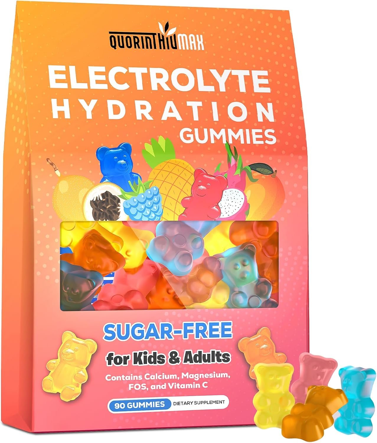 Electrolyte Gummies Sugar Free | Electrolyte Hydration Energy Gummies for Running & Sports – Energy Chews with Calcium & Vitamin C for Kids & Adults, Multiple Mixed Flavors, Gluten-Free, 90 Count