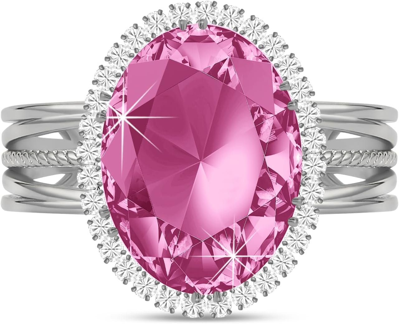 Linawe Birthstone Chunky Adjustable Rings for Women, Gold/Silver/Rose Gold Statement Rings, Imitation Diamond Fake Gemstone Crystal Cocktail Ring, Cubic Zirconia Costume Jewelry