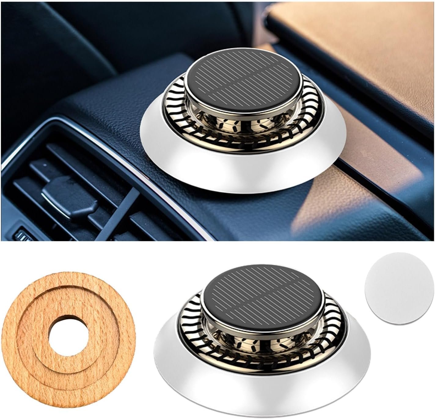 Car Air Freshener, Solar Energy Auto Rotating Diffuser with Fragrance, Aromatherapy Air Purifier for Car and Home, Vehicle Interior Scents Decor Accessories for Men Women (White Cologne)