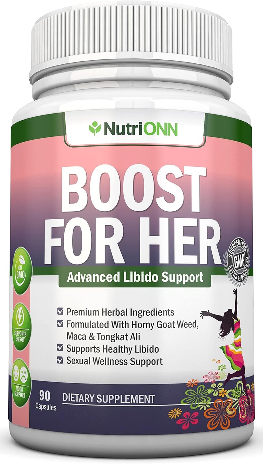 Boost For Her Libido Booster For Women – Activates & Enhances Libido – Mood & Desire Boost – Non-GMO – All Natural Herbal Aphrodisiac – With Horny Goat Weed, Maca, Tongkat Ali & Tribulus – 90 Capsules