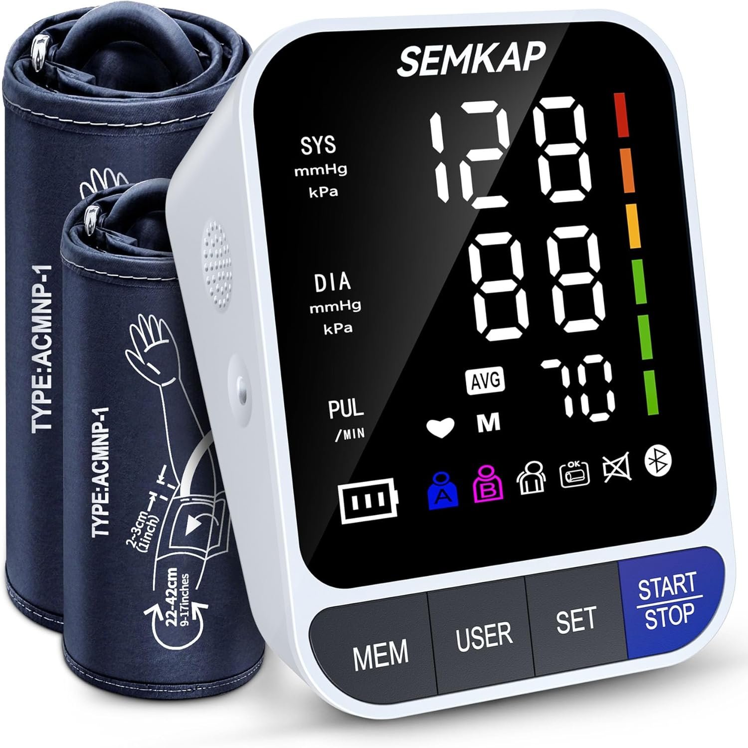 Blood Pressure Monitor, Auto Upper Arm Blood Pressure Monitors for Home Use, Large LED Screen with 9-17” & 13-21” Extra Large 2 BP Machine Cuff, 2×99 Memory, Voice Broadcast with USB Cable