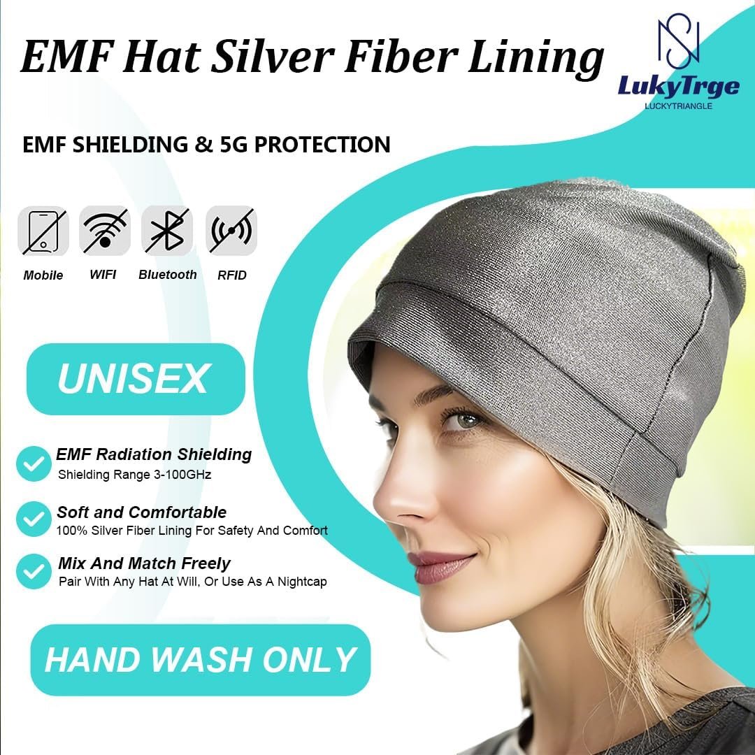 EMF Protection Beanies Cap,Unisex Faraday Hat,Microwave Blocking EMF Hat Silver