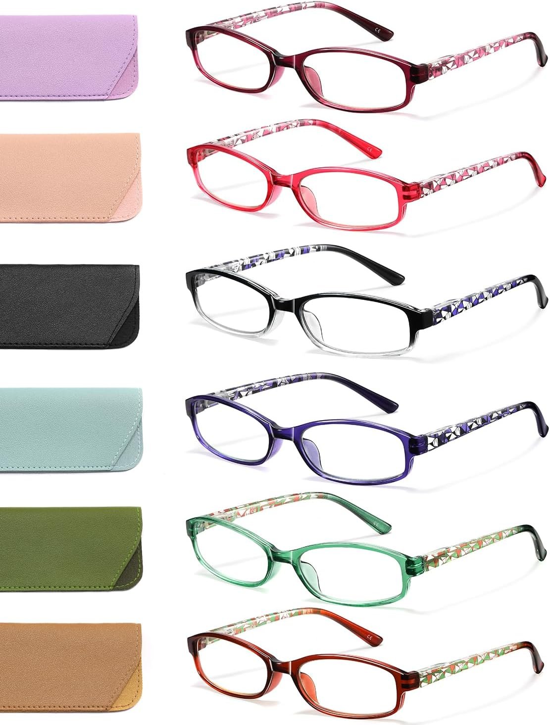 Reading Glasses for Women,6 Pack Blue Light Blocking Glasses for Women,Fashion Readers with Spring Hinge Eyeglasses