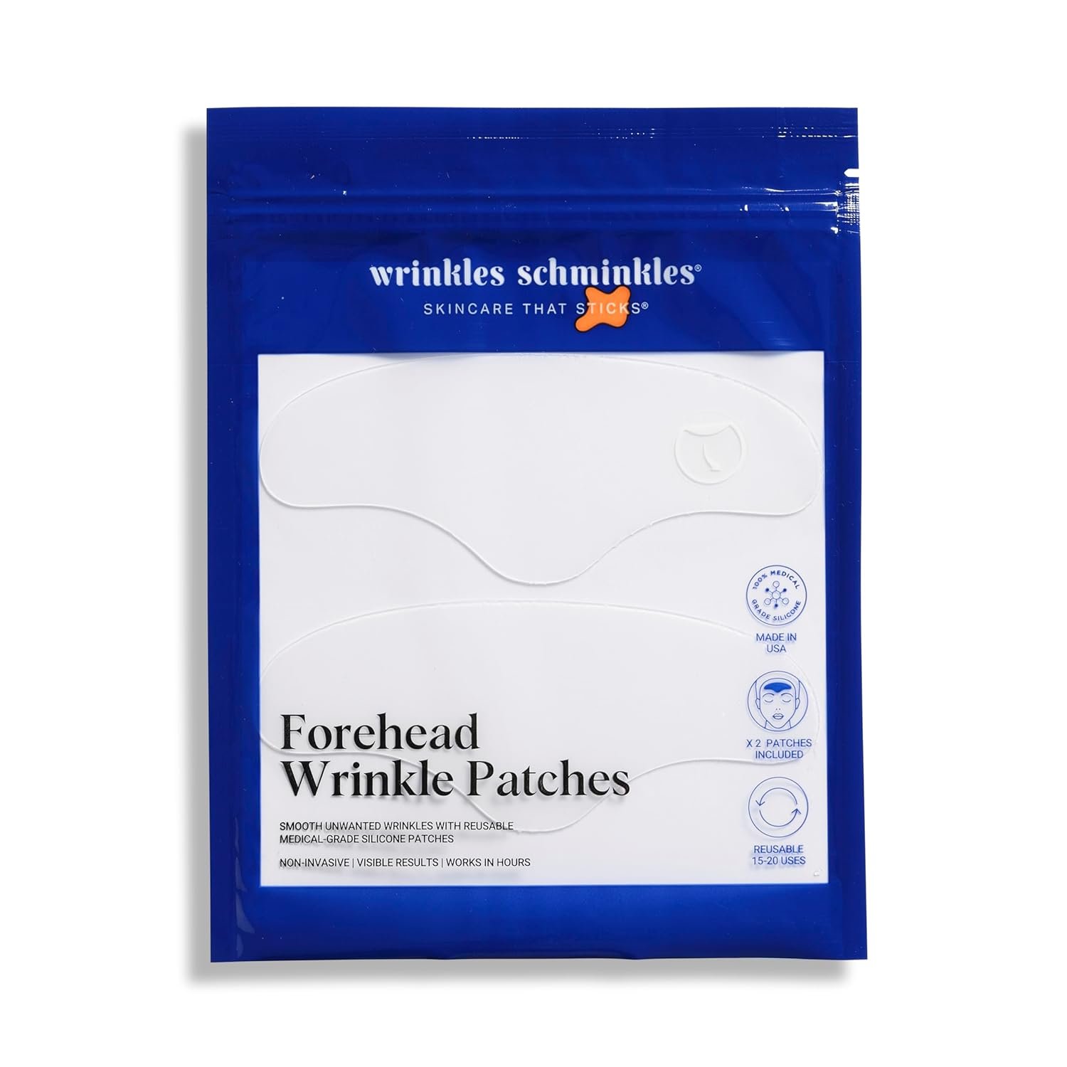 Wrinkles Schminkles Forehead Wrinkle Patches – Reusable Silicone Smoothing Pads for Brow Lift, Wrinkle Smoothers, Reduce Frown Lines & Face Lift (2 Pack)