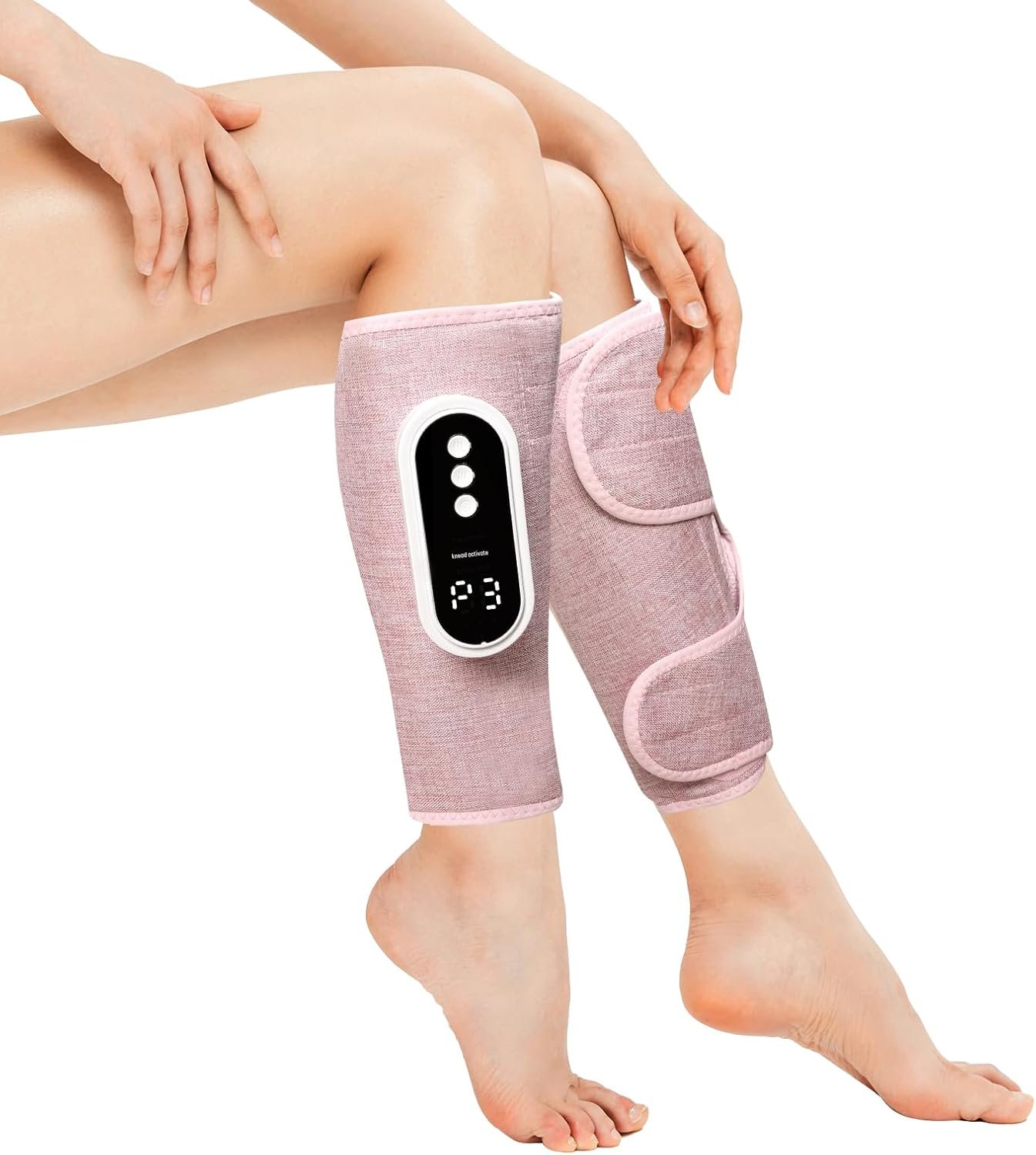 Air Compression Leg Massager, Cordless Leg Compression Massager for Circulation with 3 Modes and Heat, Easy to use, Muscle Relaxation (Pair) (Pink)
