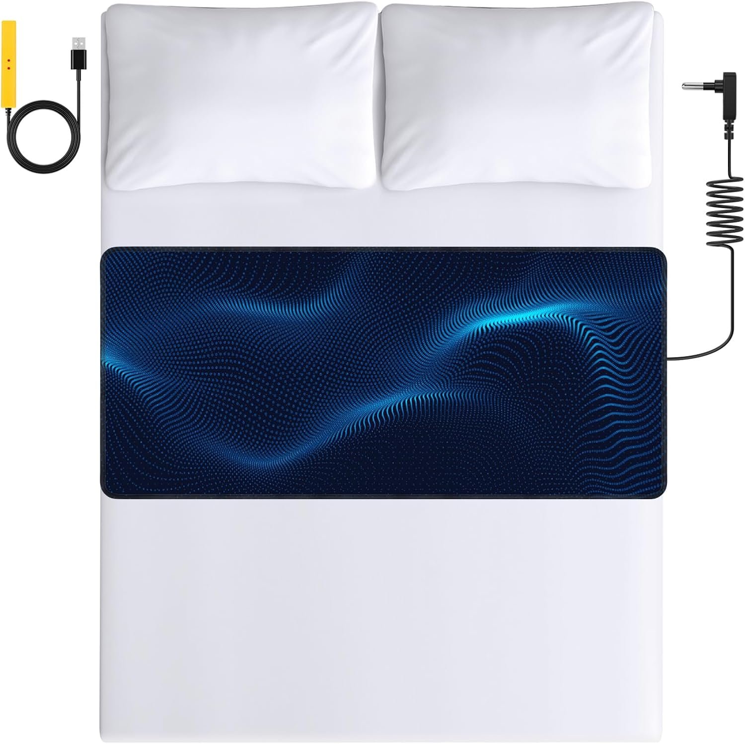 Grounding Mat for Bed,Grounding Pad for Sleeping, Improved Sleep, with grounding Test Pen and grounding Cord (Black, (76.2 * 27.3inch))