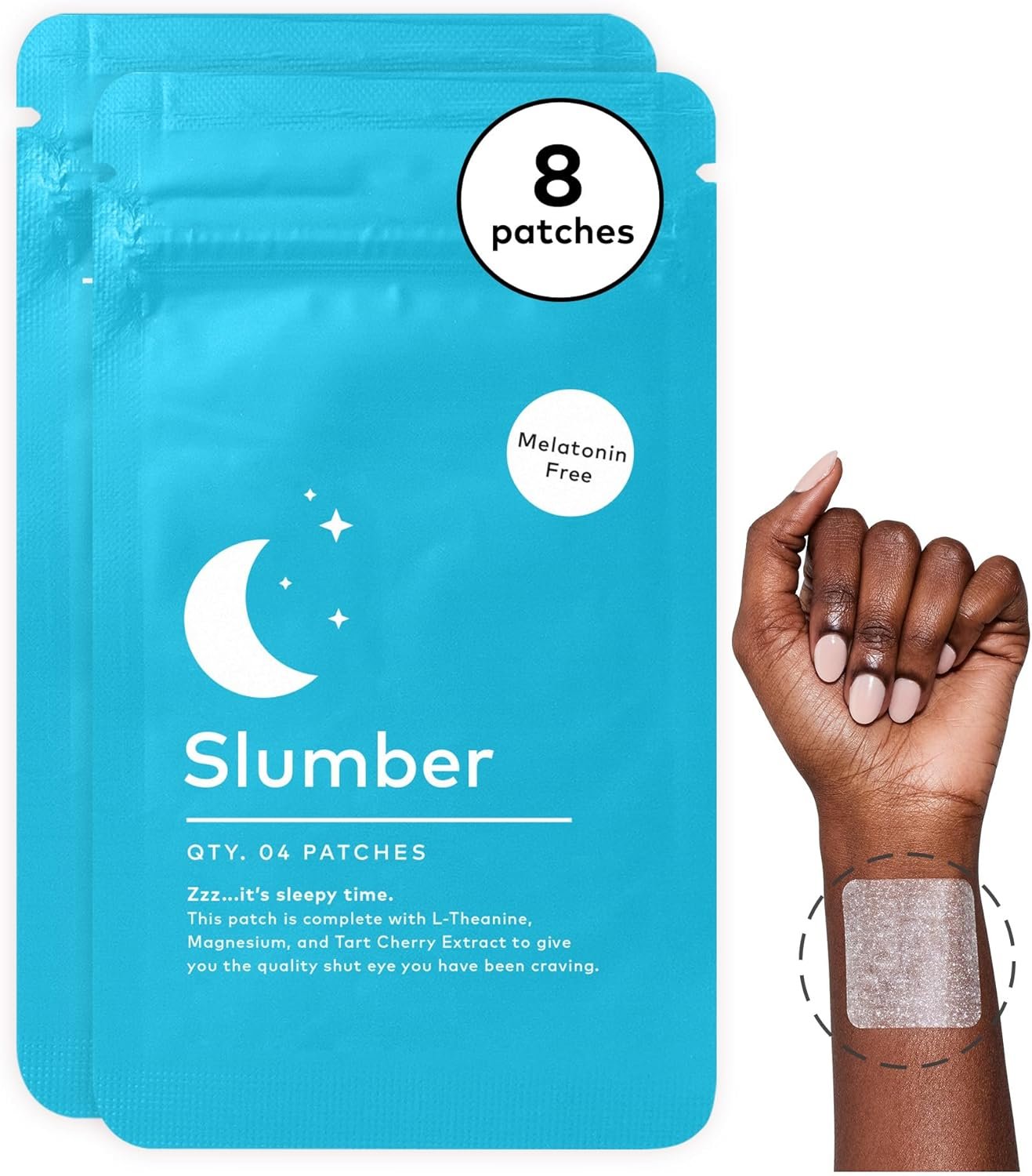 The Good Patch Slumber Sleep Patch Support, Melatonin Free, Sustained Release, Natural Patch with L-Theanine, Magnesium, Tart Cherry Extract, Plant Powered Wearable Wellness (8 Total Patches)