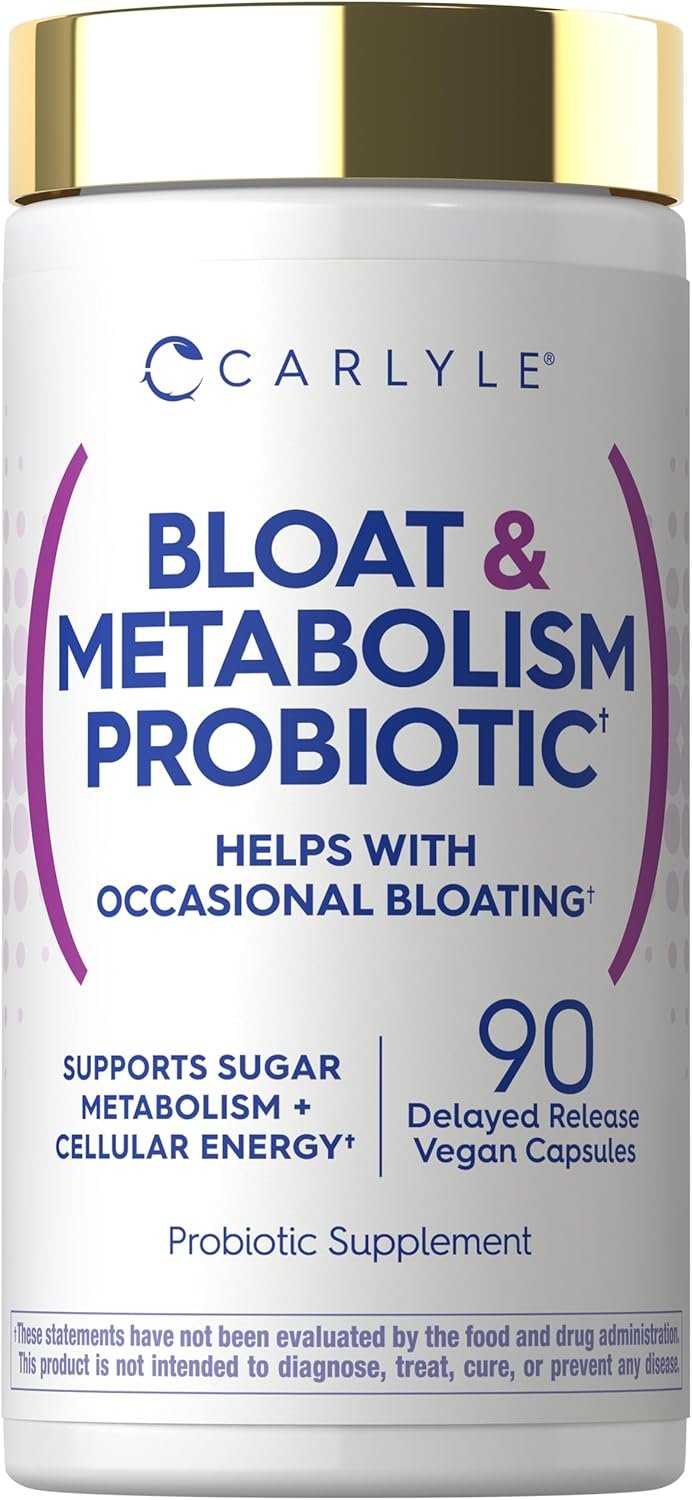 Carlyle Bloat and Metabolism Probiotic | 90 Capsules | Bloating Relief Formula | Sugar & Cellular Energy Support | for Women and Men | Vegan, Non-GMO, Gluten Free