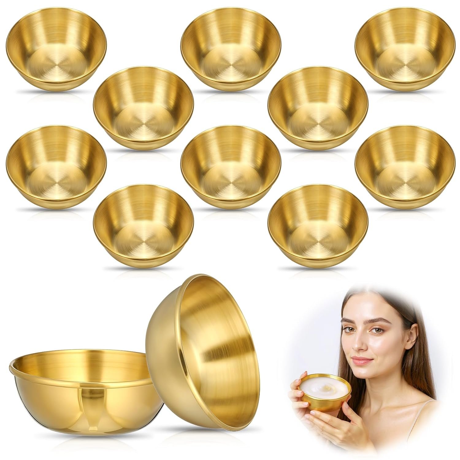 12 Pcs Face Ice Bath Bowl 3. 23 Inch Small Face Mask Mixing Bowl Stainless Steel Esthetician Bowls Mixing Supplies for Lady Women Skincare Home Salon Cosmetic Beauty
