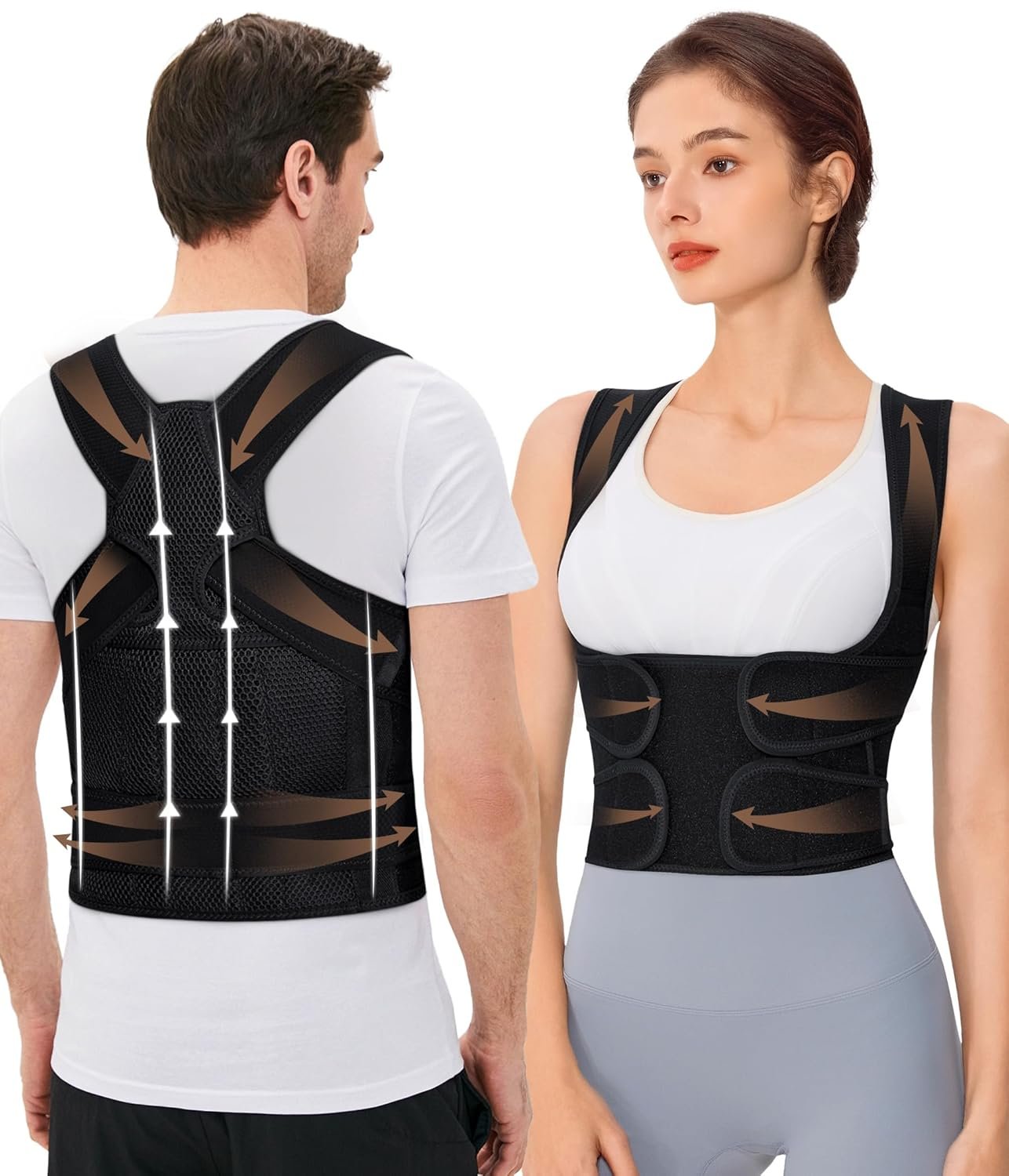 URSEXYLY Back Brace Posture Corrector for Women and Men, Breathable Shoulder Brace, Upper and Lower Back Pain Relief, Adjustable Full Back Support(XX-Large,Black)