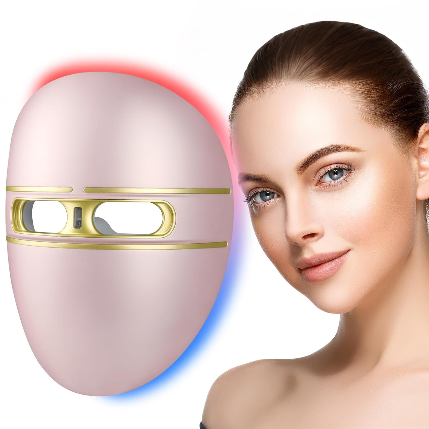 HSA Red Light Therapy LED Facial Mask -Red & Blue Light Anti Aging FSA Face Mask- Salon Treatment for Acne,Wrinkles & Redness at Home,Ideal Skincare Device for Birthday, Mom Gift