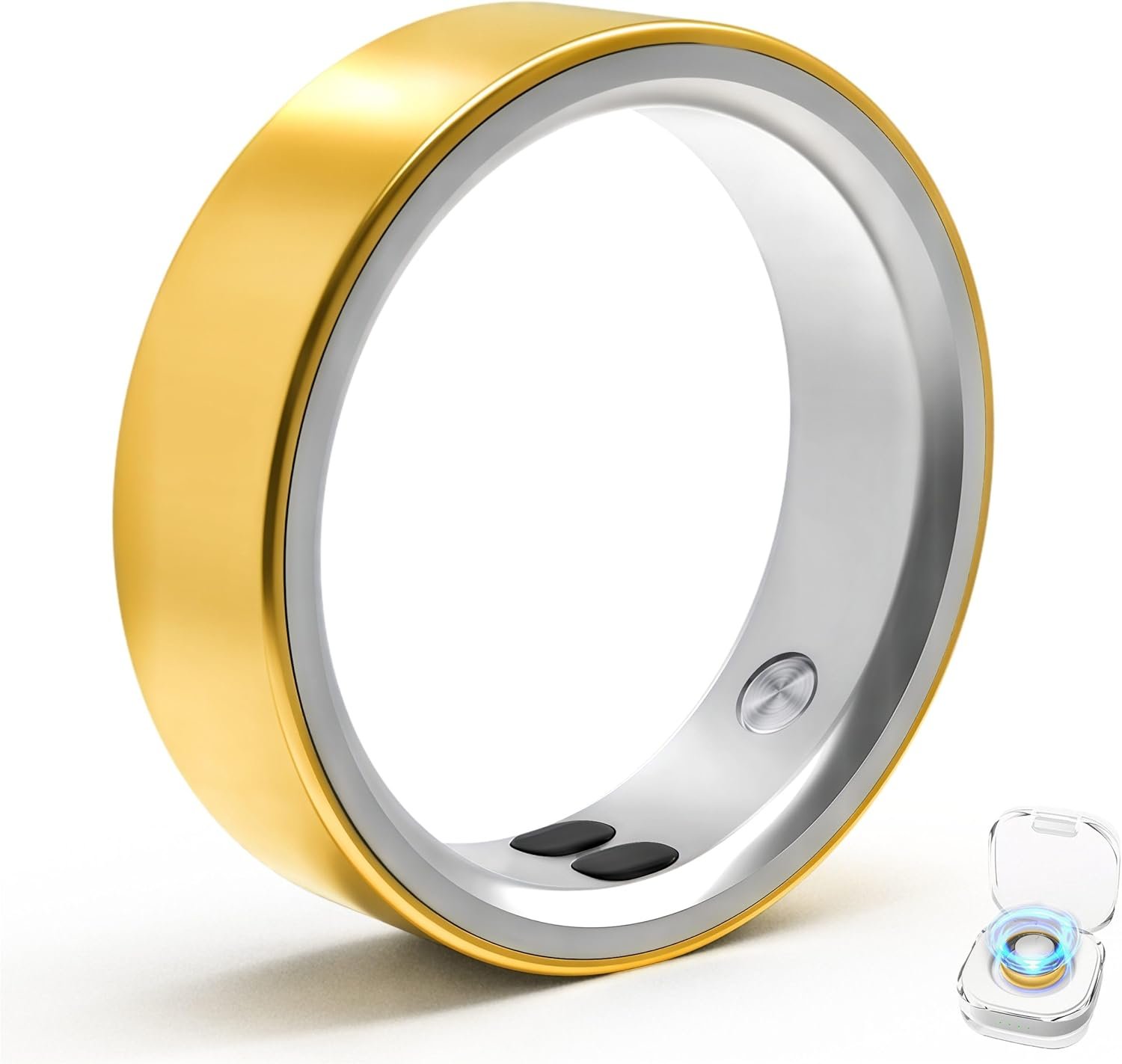 Smart Ring for Women Men,Sleep Tracking Wearable,Fitness Tracker Ring with Step/Heart Rate/Blood Oxygen/Distance/Calorie,Clock Vibration,No Subscription Fee,5ATM Waterproof, iOS&Android(Gold 6)