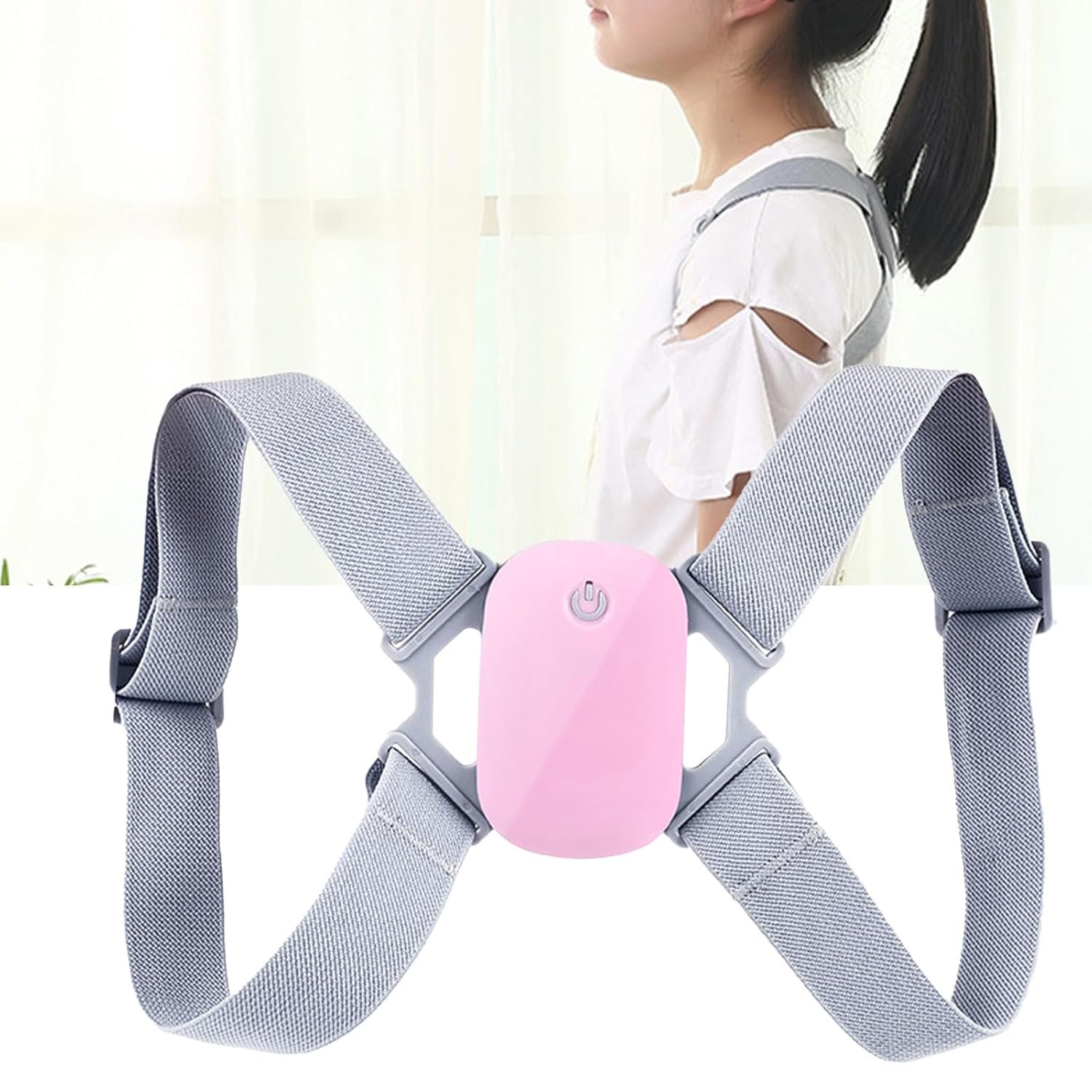 Ymiko Smart Posture Corrector, Back Brace Strap Adjust Auto Vibration Hunchback Prevention Back Straightener Prevent Humpback Adjustable Posture Trainer for Kids