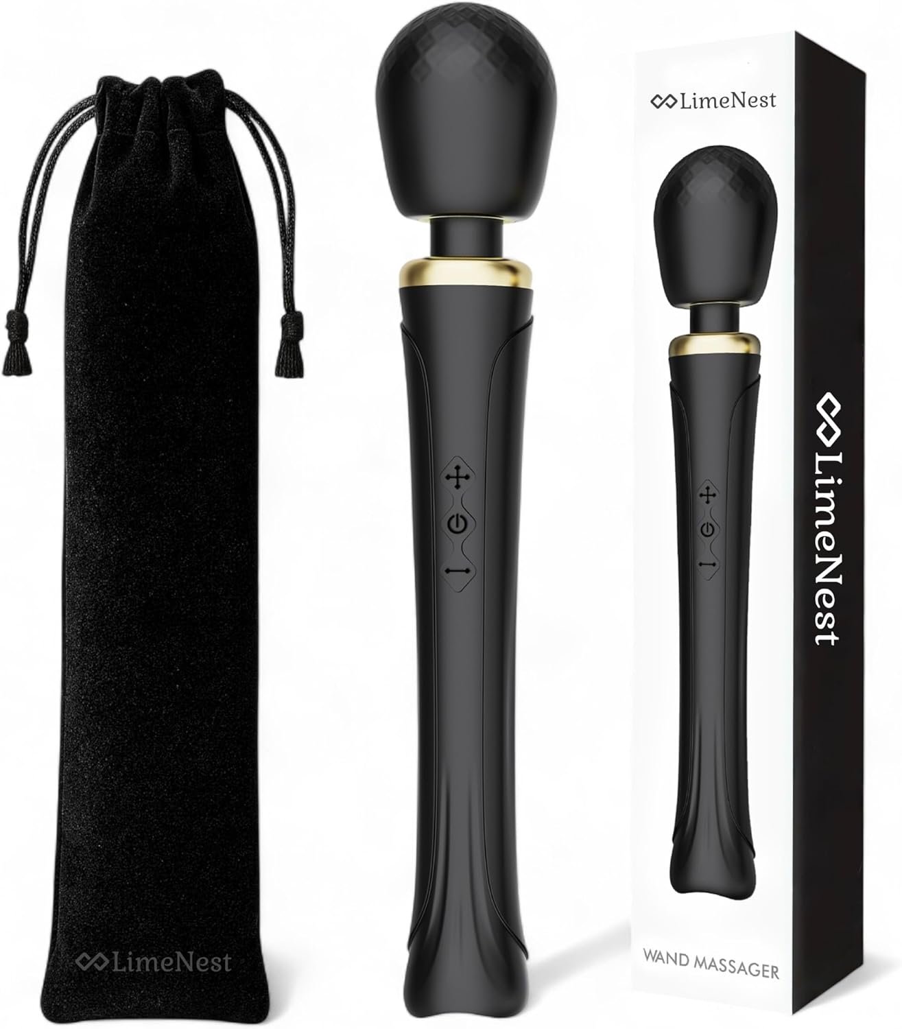 Handheld Cordless Personal Wand Massager – Waterproof, USB Rechargeable, Quiet & Travel Ready – Muscle Relief for Back, Legs & Hand Pain – Great for Sports or Long Days – Includes Velvet Pouch