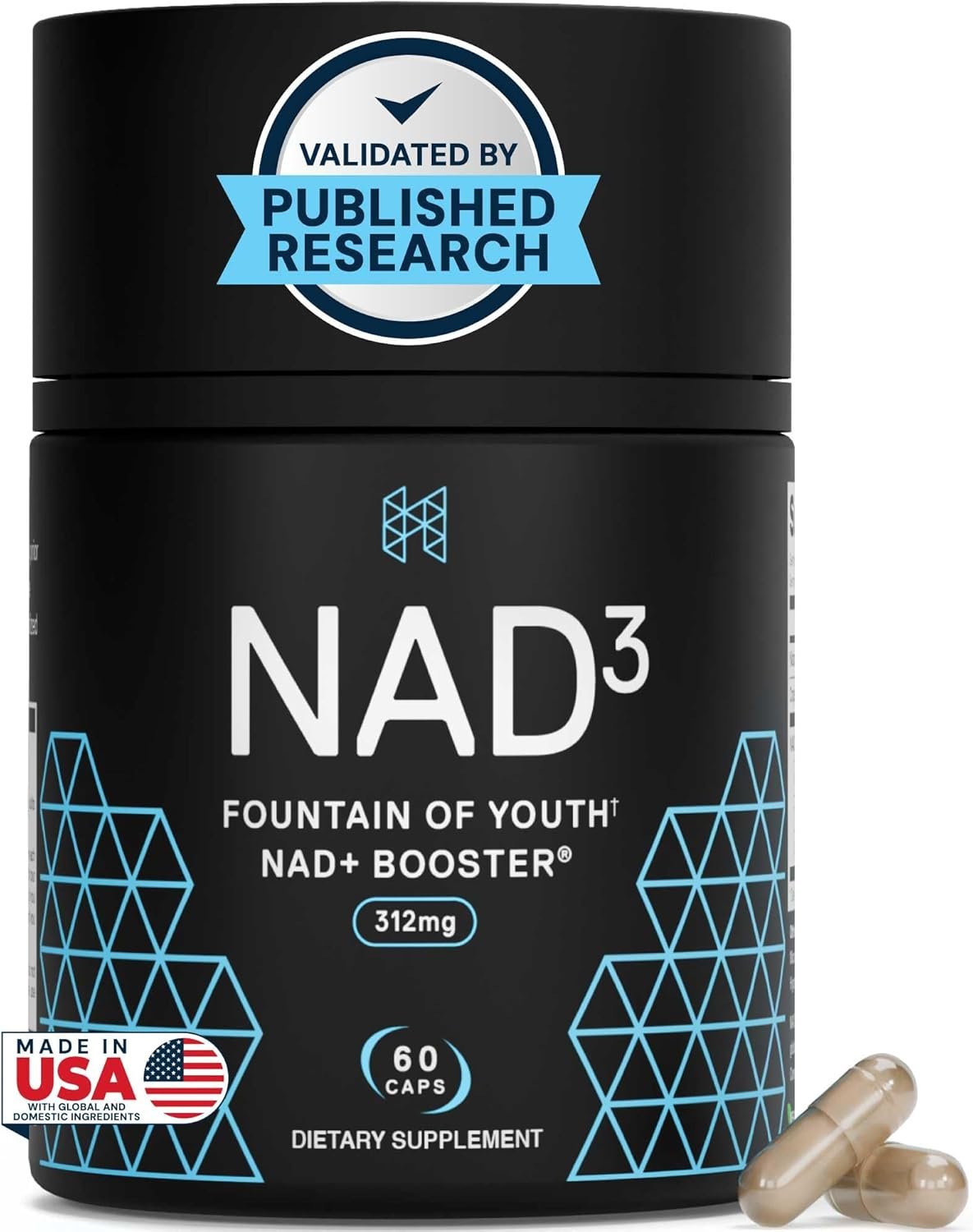 HPN NAD3 Clinical NAD+ Booster, Cellular Health & Natural Energy – NAD Supplement for Healthy Aging, Metabolic Support, NRF2 & Longevity, Nicotinamide Riboside & NMN Alternative, 60ct, 30-Day Supply