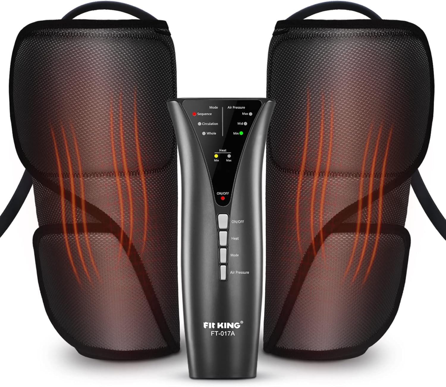 FIT KING Leg Massager with Heat -Air Compression Calf Massager for Circulation Helpful for Pain Relief RLS Edema and Relaxation – Great Gift for Wife Mom