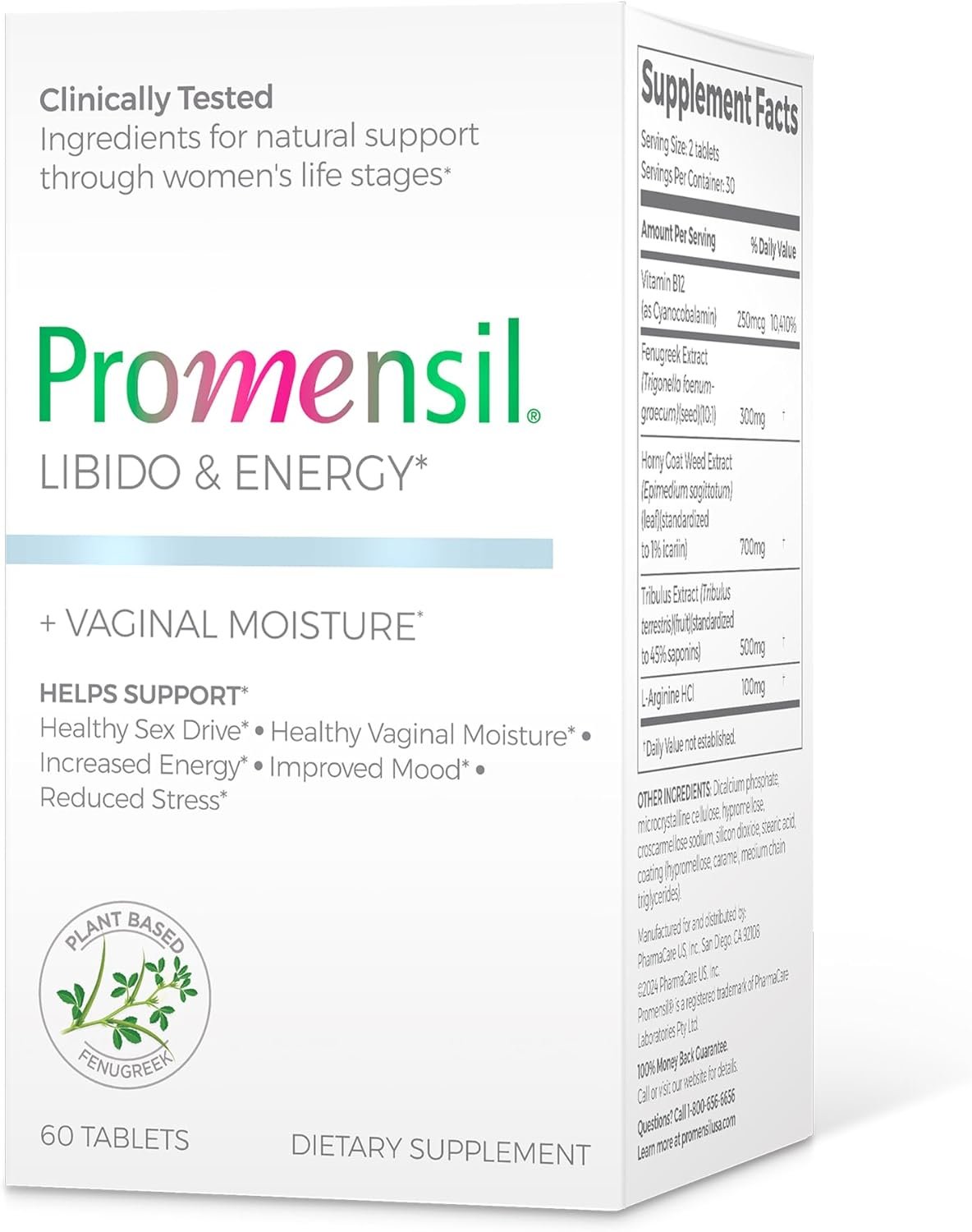 Promensil Libido & Energy – Libido Booster for Women, Sexual Health Support for Women with Low Estrogen, Fenugreek, Horny Goat Weed & Vitamins for Menopause, Clinically Proven – 30 Day Supply