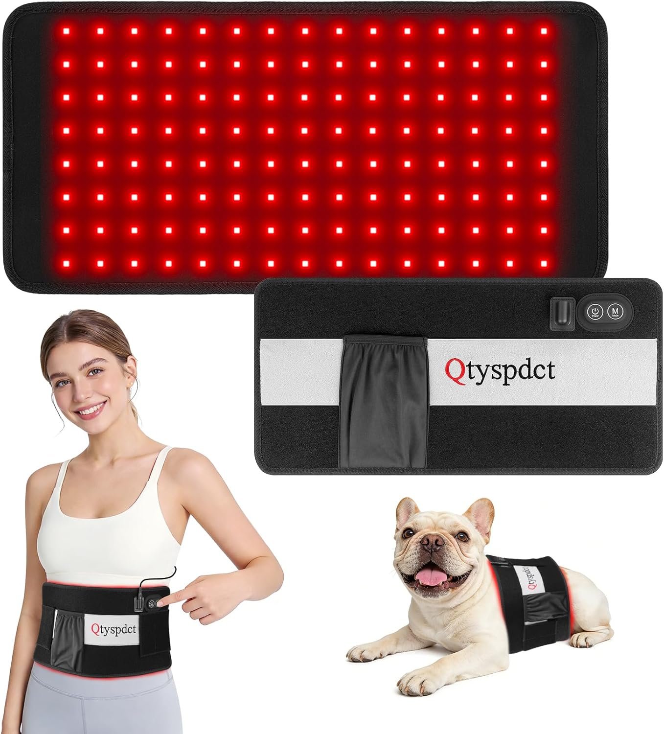Red Light Therapy for Body, 660nm 850nm Triple Chip LED 16″ Infrared Red Light Therapy Pad Belt Wrap for Neck Shoulder Stomach Waist Back Knee Muscle