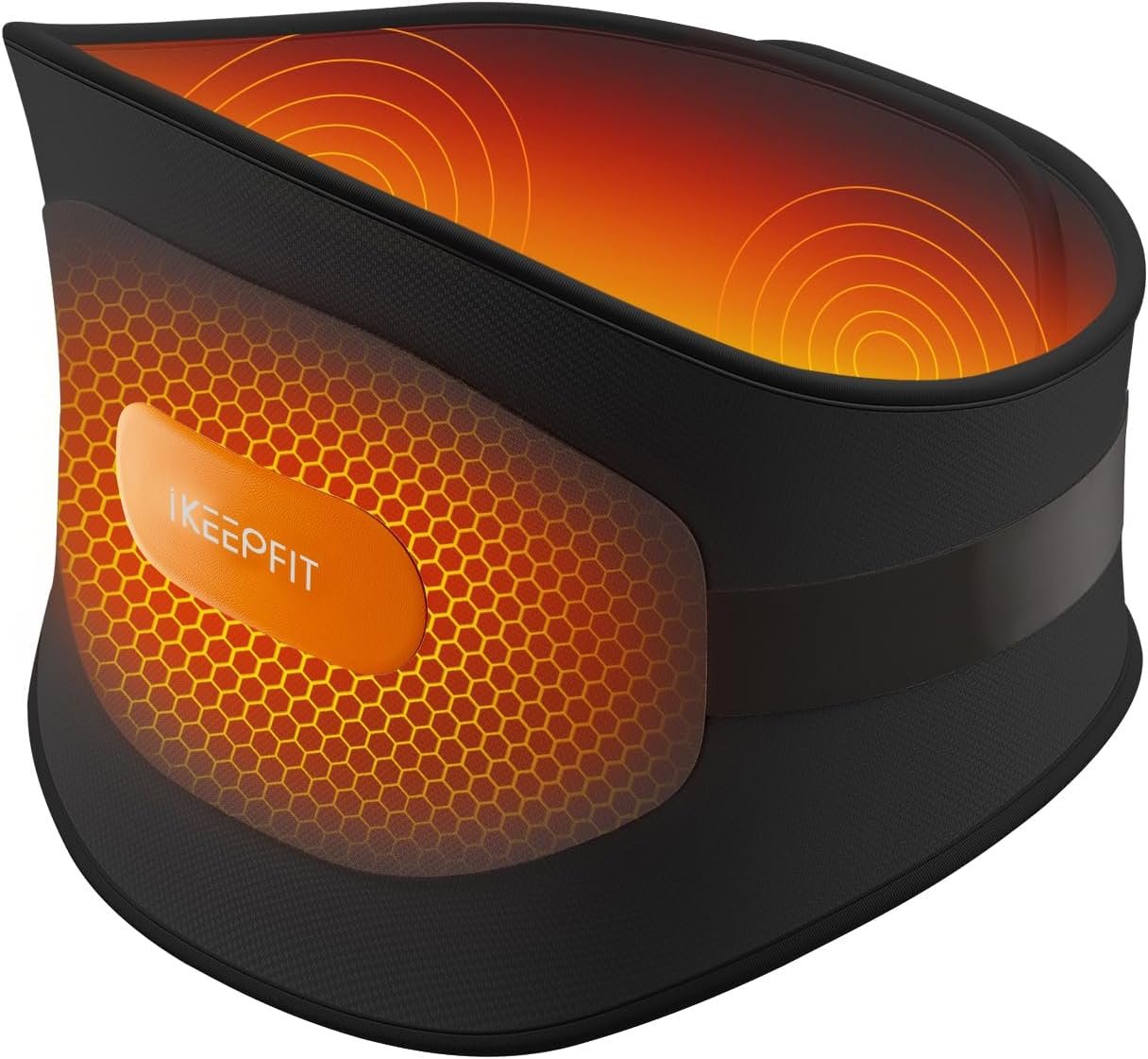IKEEPFIT Portable Heating Pad for Back, Cordless Wearable Heat Belt with Gentle Vibration for Lower Back Pain Relief, Battery Powered 8000 mAh Rechargeable, MAXwarm® 3.0, Gift for Women Men 90-310 lbs