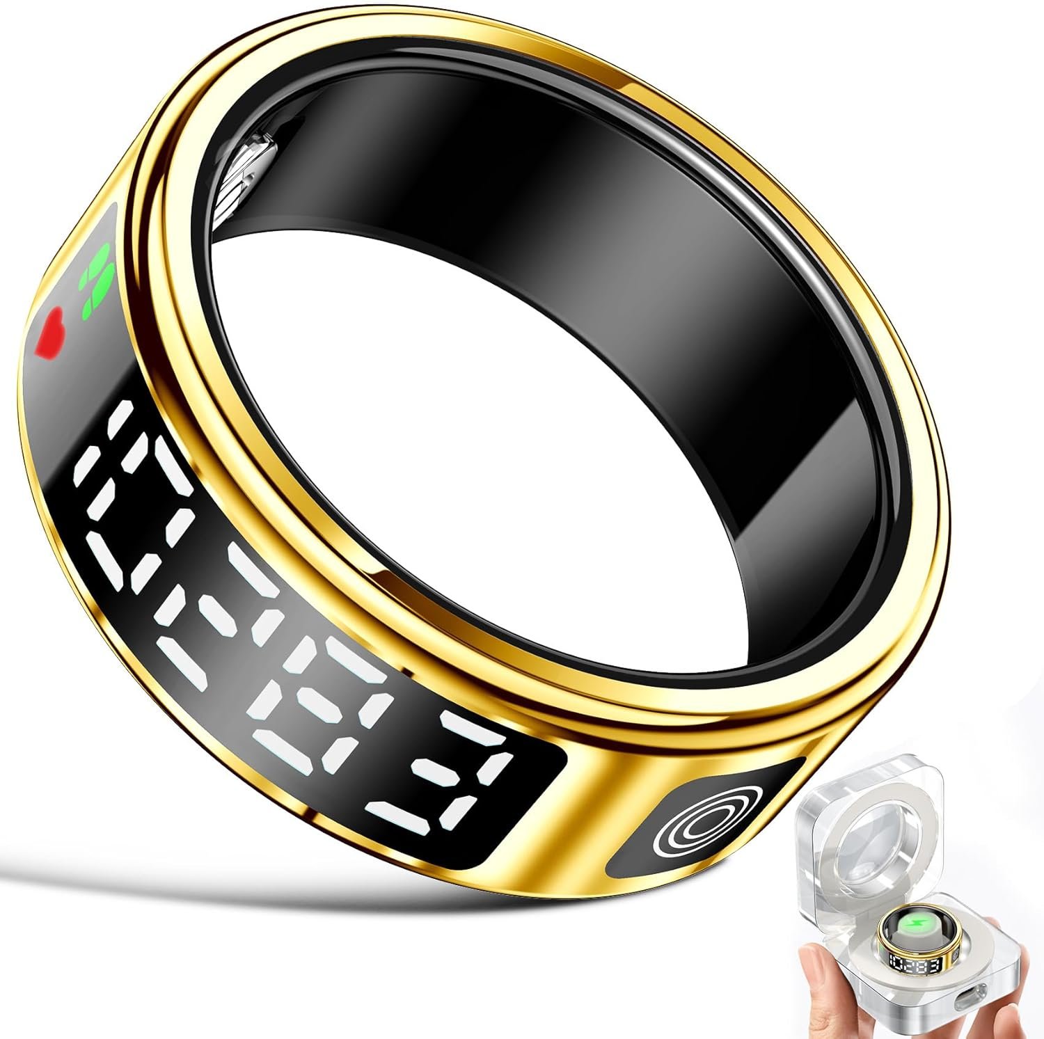 Smart Ring Health Ring – Smart Rings for Women Men, Fitness Tracker Ring with LED Display Screen, Sleep Tracker Ring Compatible with iOS/Android Activity Tracker/Heart Rate/SpO2/Sleep/Step
