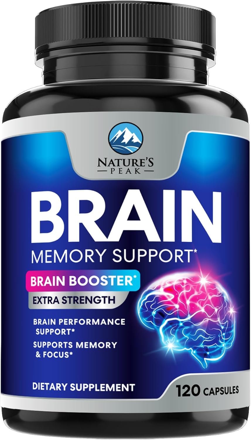 Brain Memory Supplement Pills – 3X Strength Nootropics for Concentration, Clarity & Focus Support – Brain Health Cognitive Vitamins with Bacopa, Phosphatidylserine & DMAE, Brain Booster, 120 Capsules