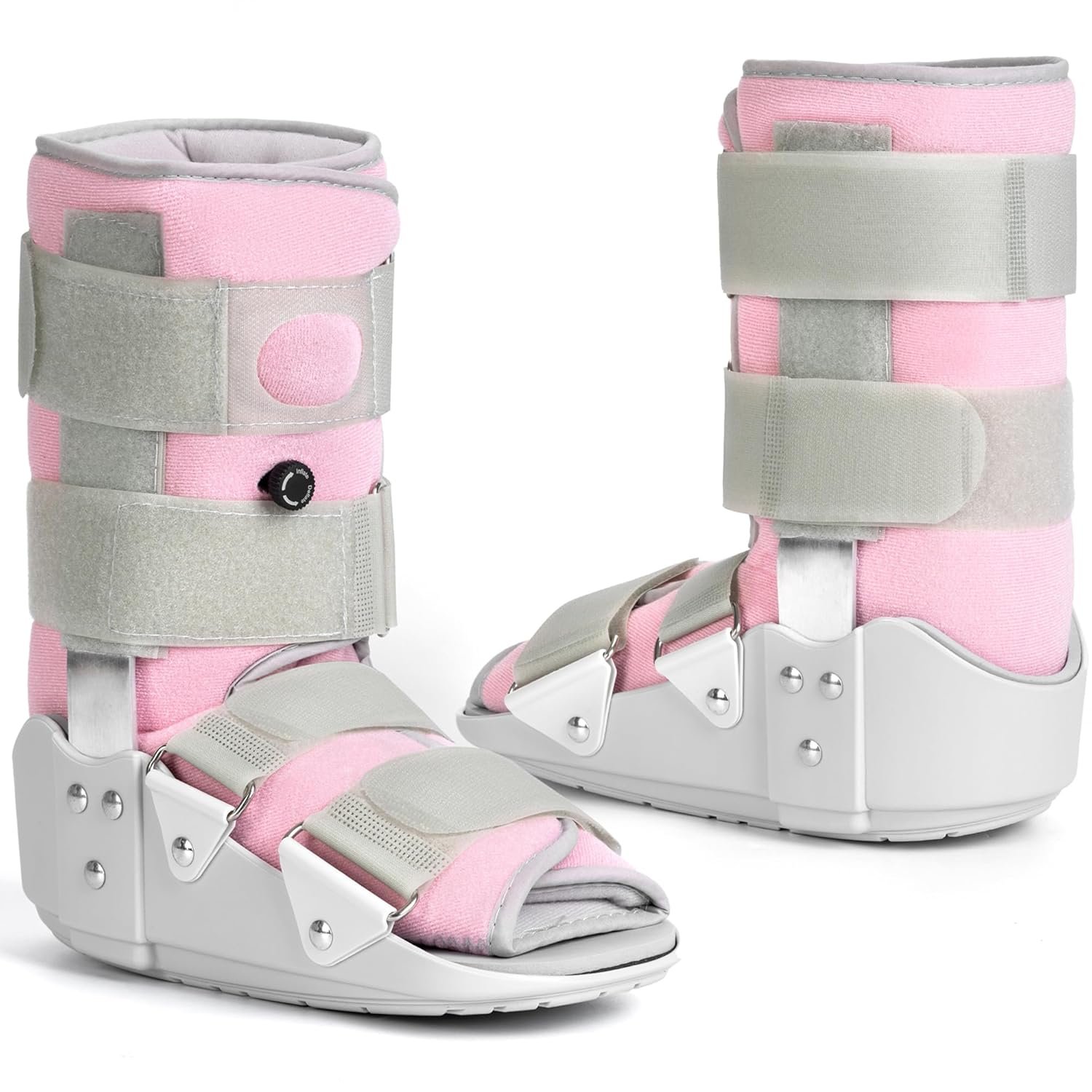 Medibot Medical Grade Fracture Boot – Adjustable Walking Cast for Foot & Ankle Injuries Secure Support for Broken Foot or Severe Sprain,Women’s Medium,Grey & Light Pink,Fits women’s Shoe Size 7-10”