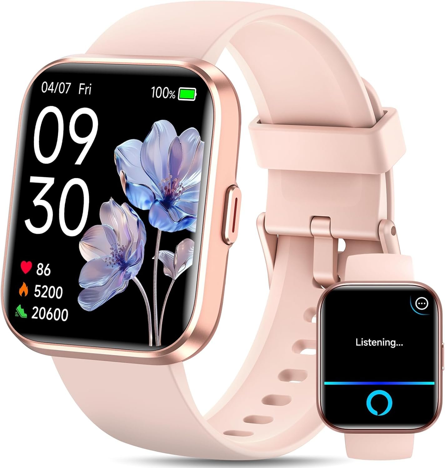 Smart Watches for Women, Womens Smart Watch for iPhone & Android & Samsung, Smartwatch with Call & Alexa, Sleep,Heart Rate,Pressure,SpO2 Monitor & Cycle Tracking, 100+ Sports Modes Fitness Watch-Pink