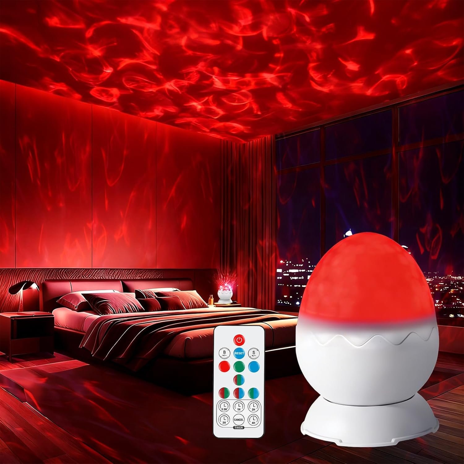 Red Night Light, 2-in-1 Galaxy Projector, Light Therapy Lamp, Light Projector, 670nm Red Light for Bedroom, Gift for Kids & Adults, Birthdays, Mother Day – 7 Color Modes with Remote & Timer (White)