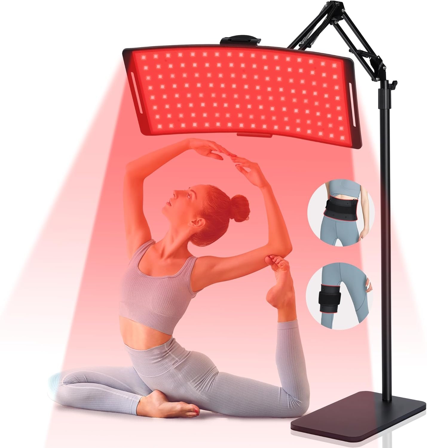 KingPavonini Red Light Therapy for Body, 2-in-1 Red Light Therapy Lamp Convertible to Wearable Belt, 9 Modes, 660nm Red & 850nm Infrared Light Therapy for Face Back Waist Knee, Muscle Recovery