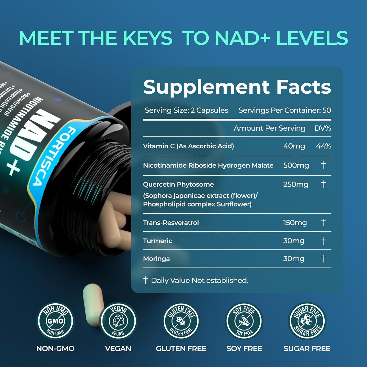 NAD+ Supplement, Liposomal 1000mg NAD+ Supplement with Resveratrol, 6 in 1 NMNH Supplement Alternative High Purity NAD Plus for Men and Women Energy & Healthy Aging – 100 Capsules