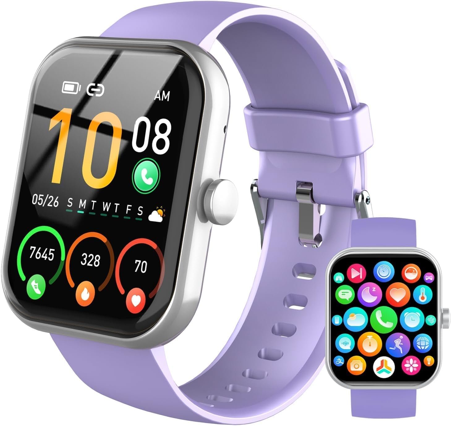 2026 Smart Watch for Men Women (Answer/Make Call), 1.96″ HD Fitness Tracker Running Watch,IP68 Waterproof,Pedometer, Sleep/Step/Activity/Heart Rate Monitor,110+ Sport Mode Smartwatch for Android Phone