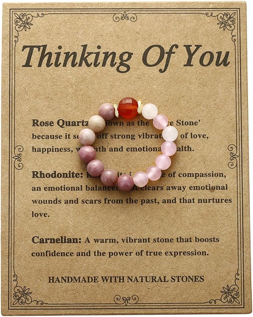 yfstyle Healing Crystal Ring Spiritual Stretch Crystal Rings for Women Men Natural Stone Anxiety Rings Empath Protection Ring Natural Gemstones Rings Jewelry Gifts