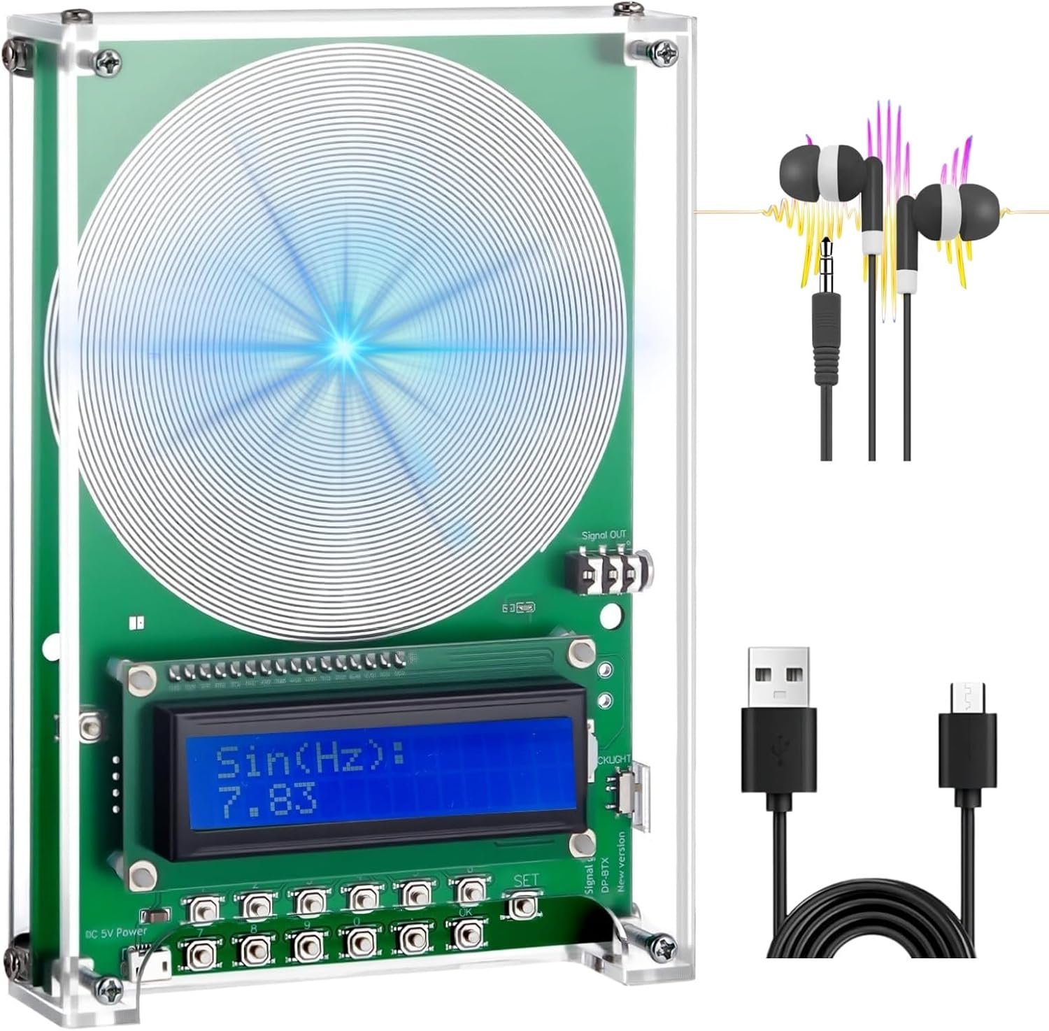Frequency Generator for Healing, 2026 Upgrade 7.83Hz Schumann Resonance Generator, Adjustable 0.01Hz–30kHz Frequency, USB Powered Device for Sleep, Meditation and Yoga with LCD Display
