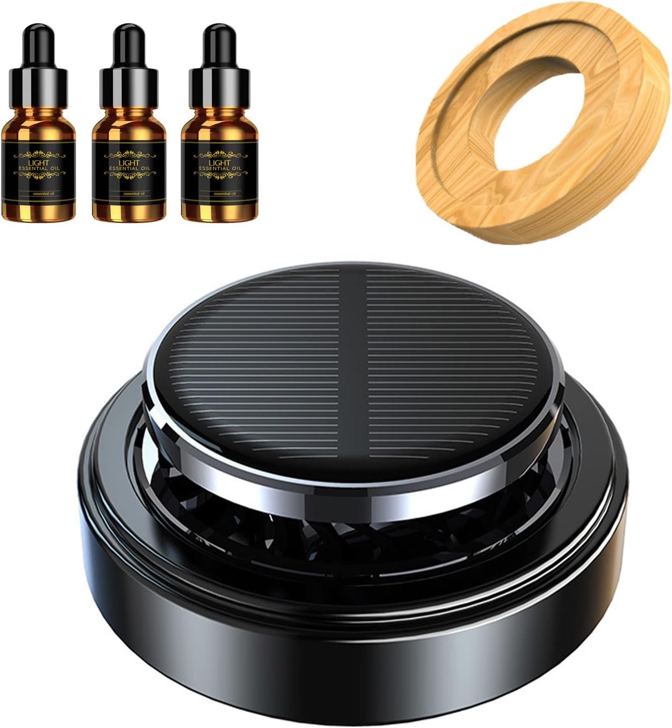 Solar Energy Powered Car Air Freshener with 3 Essential Oil, Rotating Aromatherapy Car Diffuser Perfume Scent Fragrance Air Purifier for Home Office Car Decorations Personalized Gifts for Men Women