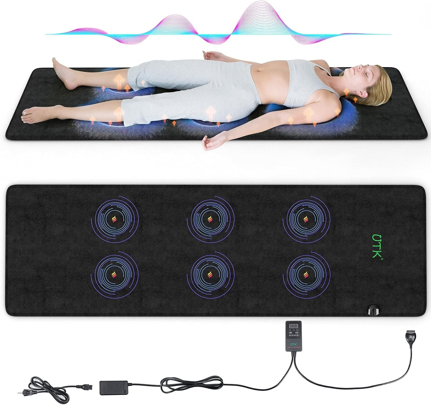 Nalax Magnetic Field Therapy Mat, Full Body Far Infrared Heating Pad with Controller, Pain Relief, Good Mental Health, and Sleeping 79X24 Inch
