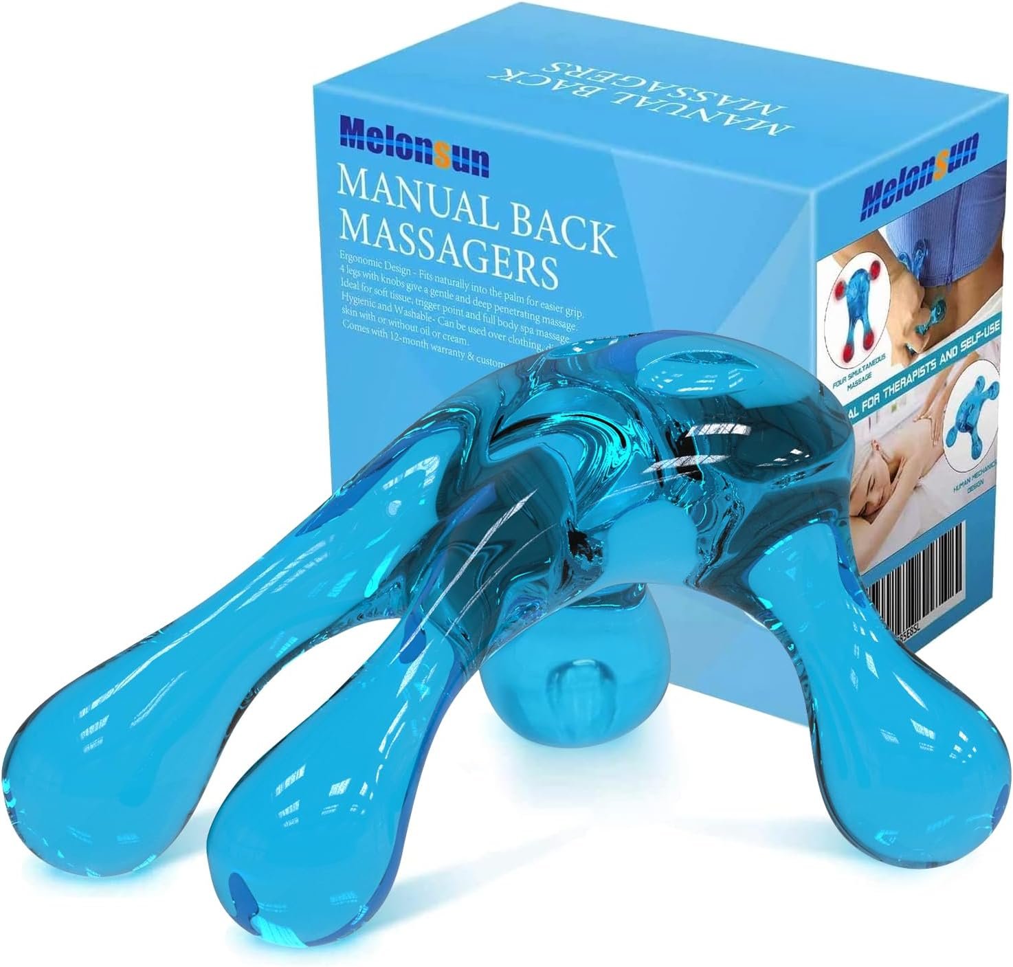 Melonsun Palm Massage Tool – Easier Grip Four-Point Massage Tool, Handheld Trigger Point Deep Tissue Massage Tool for Neck & Back, Full-Body Massage Knob Tool for Pain Relief