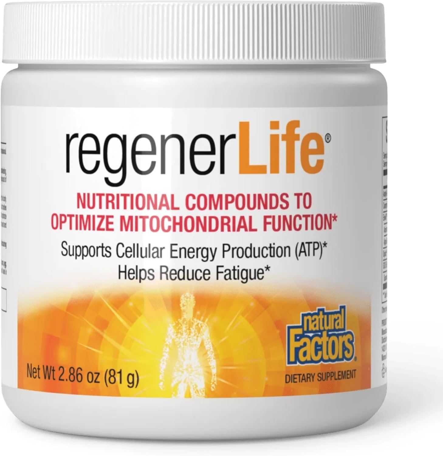 Natural Factors RegenerLife Powder – Supports Cellular Energy & Fatigue* – Mitochondria Support Drink Mix – Non-GMO – Tropical Flavor – 2.86 oz