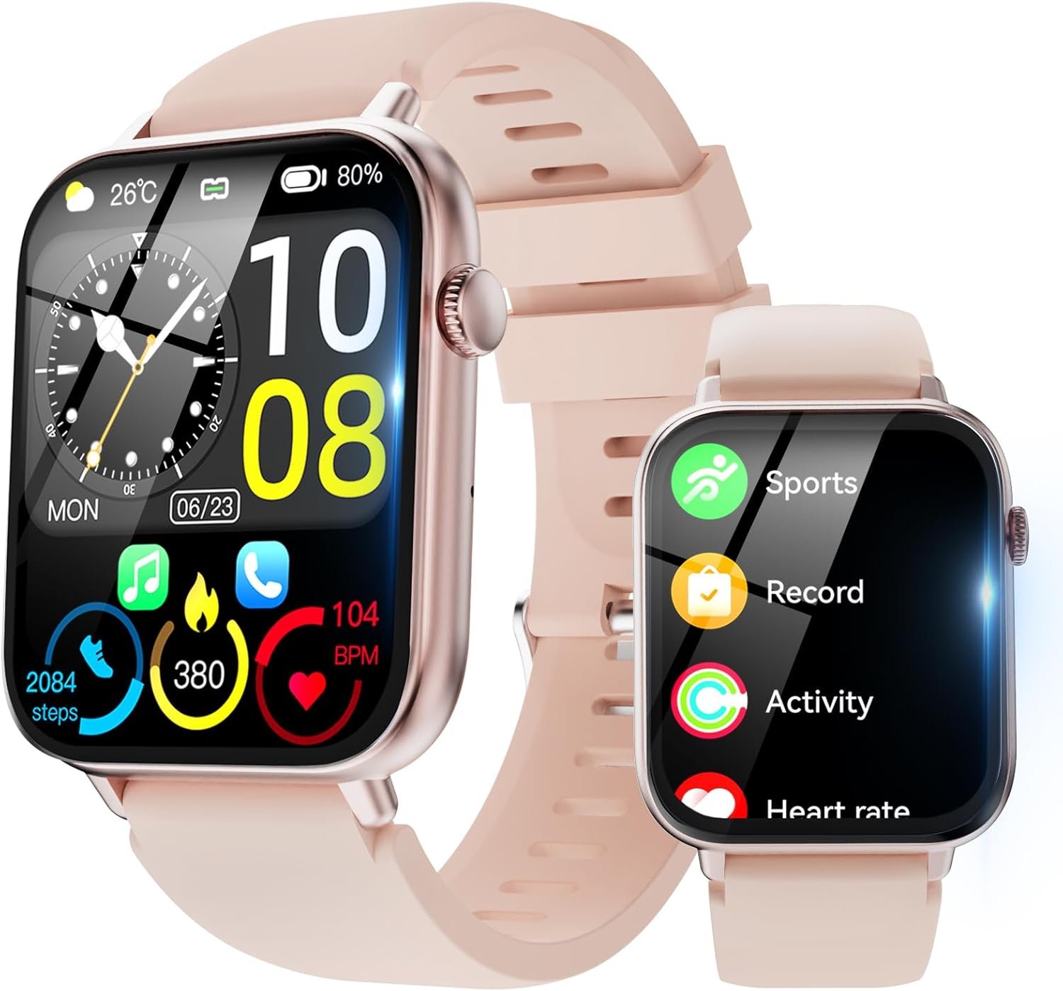 Smart Watch for Men Women Answer/Make Call, 1.85″ HD Fitness Tracker with 24/7 Heart Rate & Sleep Monitor, 110+ Sports Modes, IP68 Waterproof Smartwatch, Long Battery Life for Android iOS, Pink