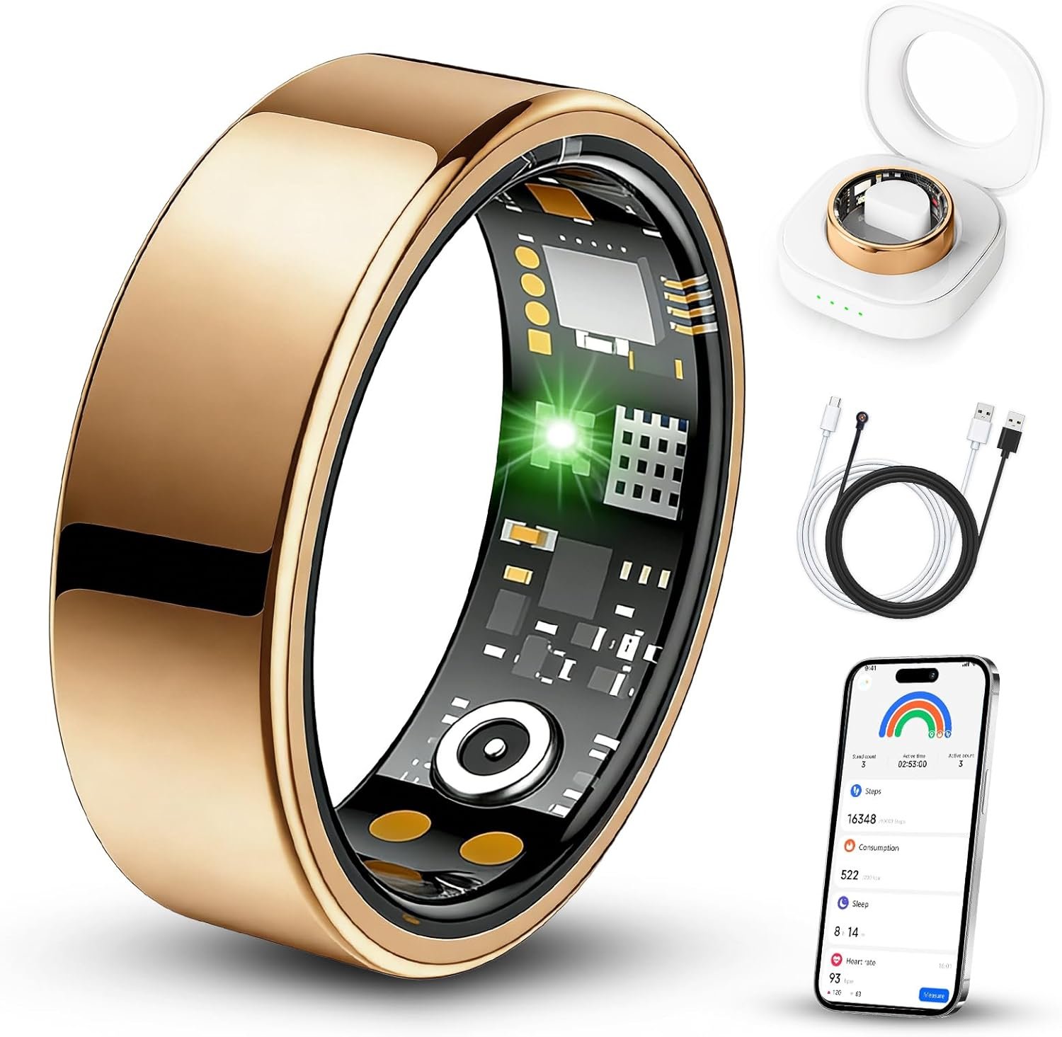 Benio Gen4 Smart Ring,2026 Upgraded,Smart Health Ring for Women Men Fitness Tracker with Heart Rate,Blood Oxygen,Sleep Monitoring,Step Counting,No Subscription,Rose Gold 6